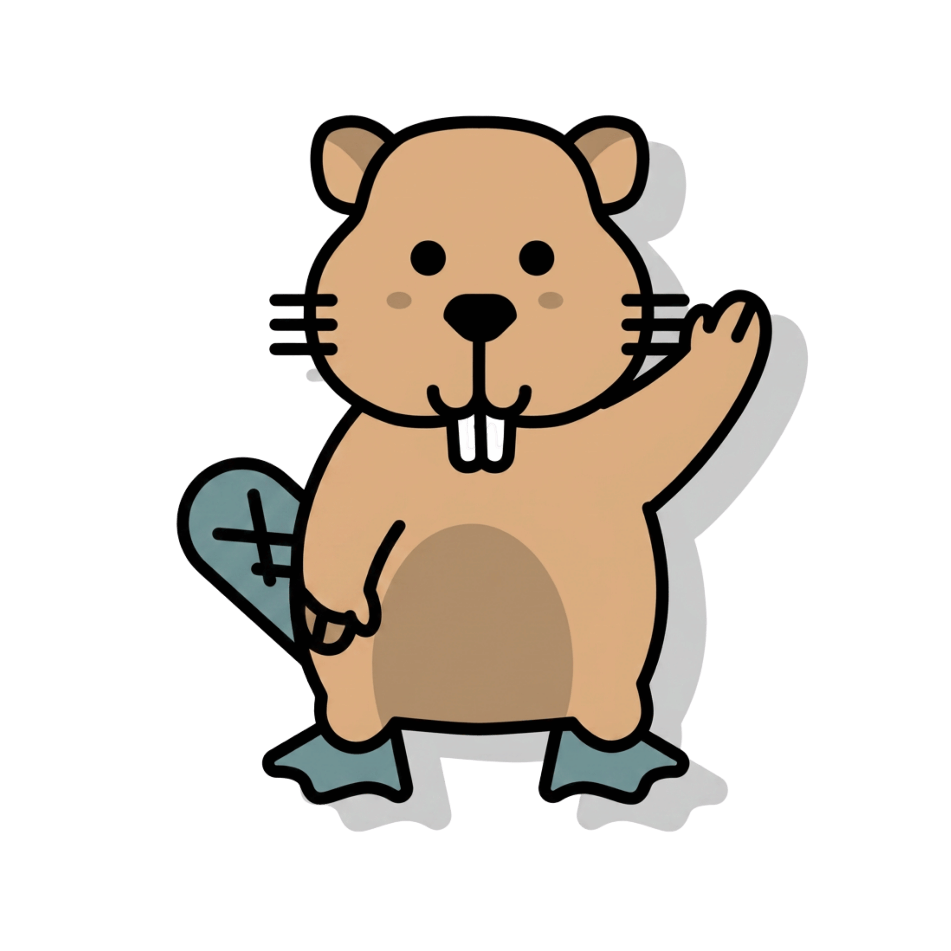 Pit, un castor de dessin animé qui fait coucou
