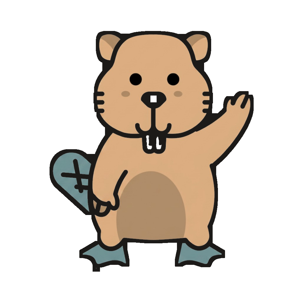 Pit, un castor de dessin animé qui fait coucou